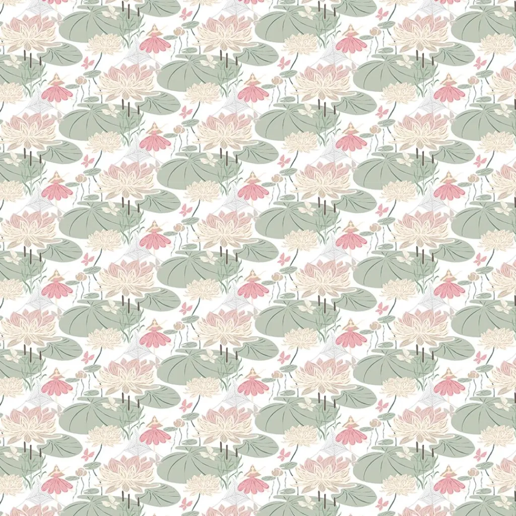 Arvidssons textil Gardintyger Mönstrade|Arvidssons Textil|Lily rosa-grön tyg