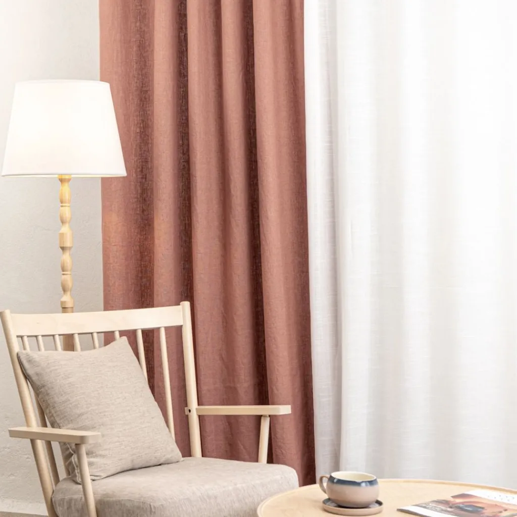 Nordisk Textil Linnetyger|Linnegardiner|Linnegardiner Verone Gammelrosa