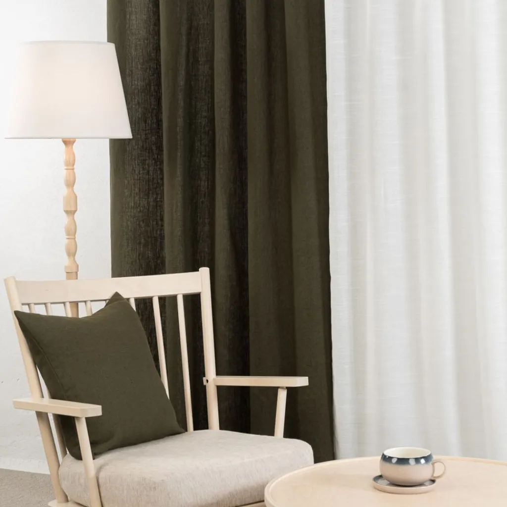 Nordisk Textil Linnetyger|Linnegardiner|Linnegardiner Verone Grön
