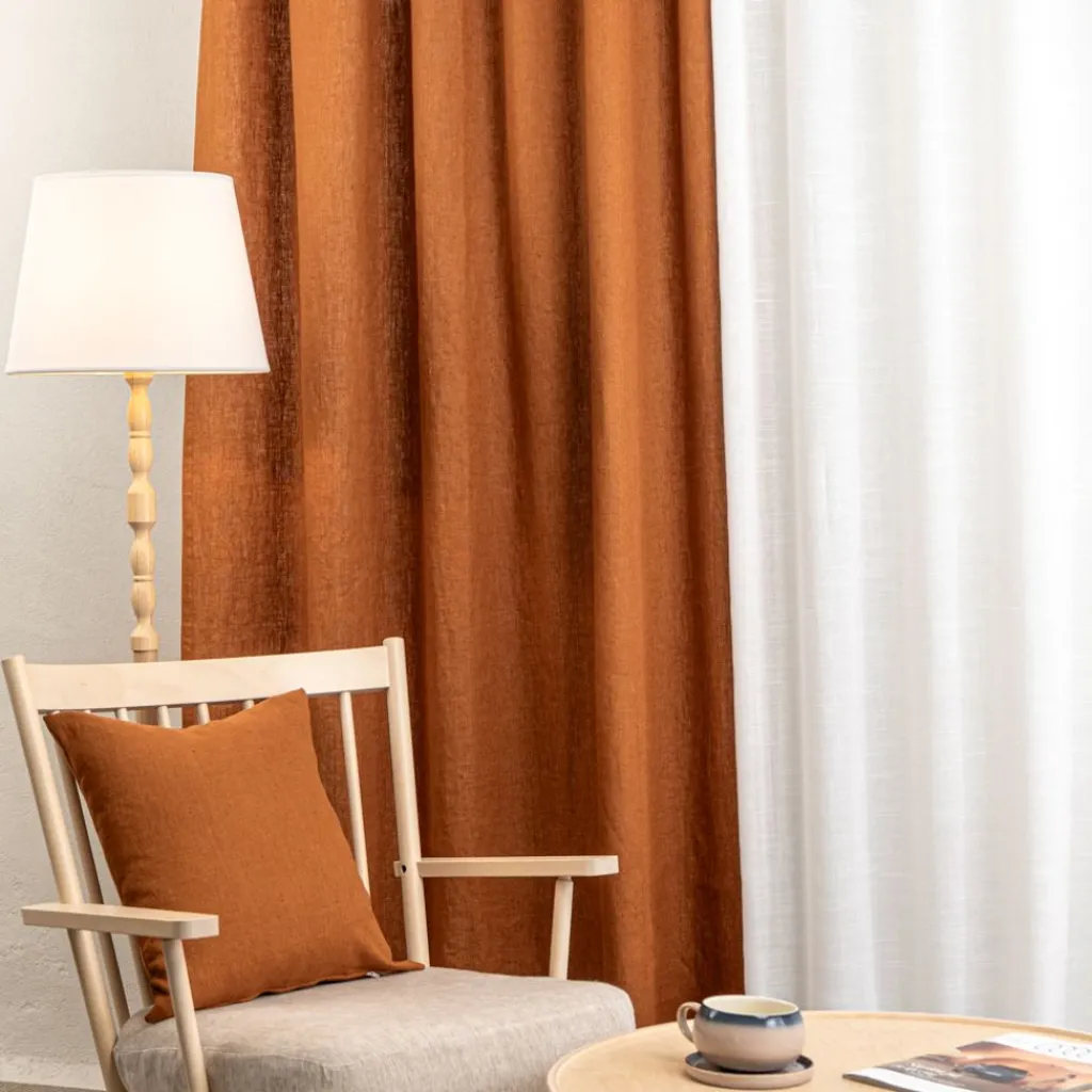 Nordisk Textil Linnetyger|Linnegardiner|Linnegardiner Verone Rost
