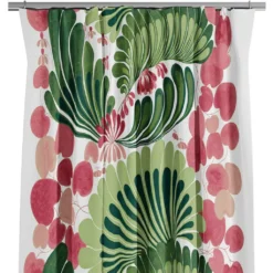 Arvidssons textil Gardiner Mönstrade|Lisette grön/rosa gardiner - med dekorativt retrotryck