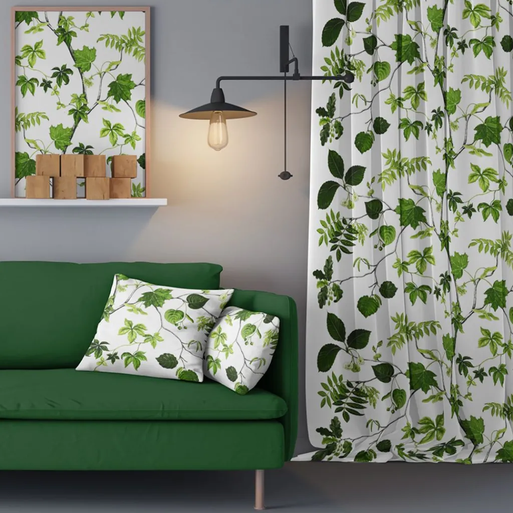 Arvidssons textil Gardiner Mönstrade|Liv grön gardiner