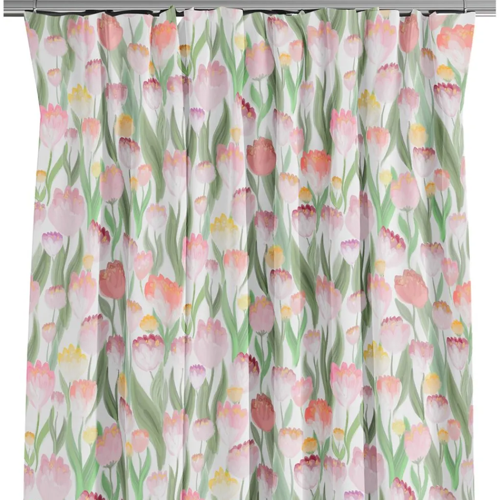 Arvidssons textil Gardiner Mönstrade|Ljuvligt rosa – blommiga gardiner i mjuka blå och lila toner