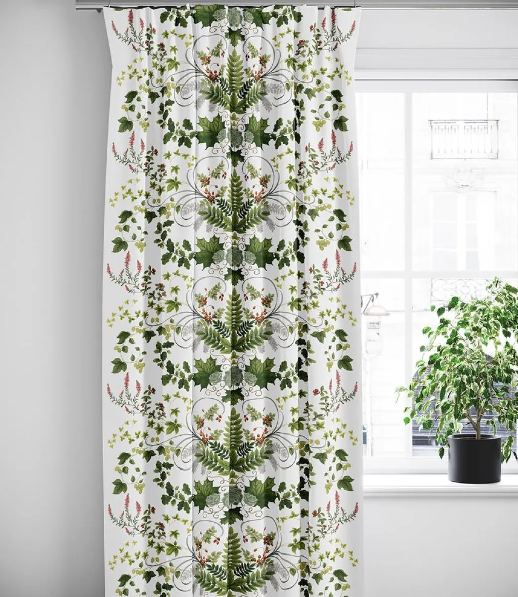 Arvidssons textil Gardiner Mönstrade|Julgardiner|Lövsång grön gardiner