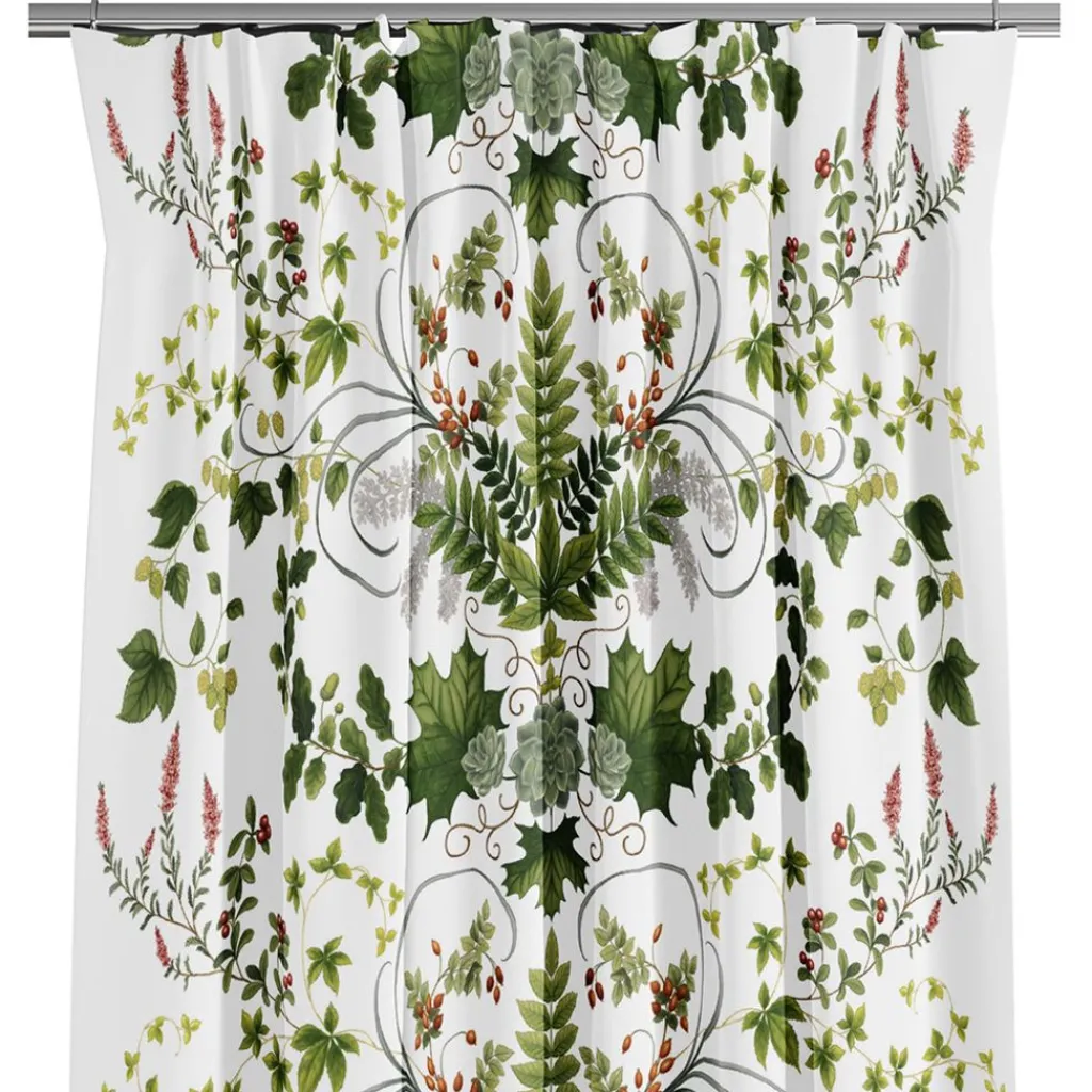 Arvidssons textil Gardiner Mönstrade|Julgardiner|Lövsång grön gardiner