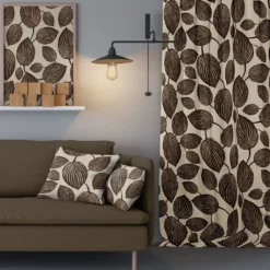 Arvidssons textil Gardintyger Mönstrade|Arvidssons Textil|Lyckans blad brun tyg
