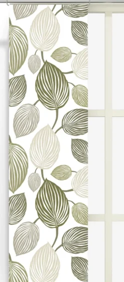 Arvidssons textil Panelgardiner|Lyckans blad olivgrön panelgardiner