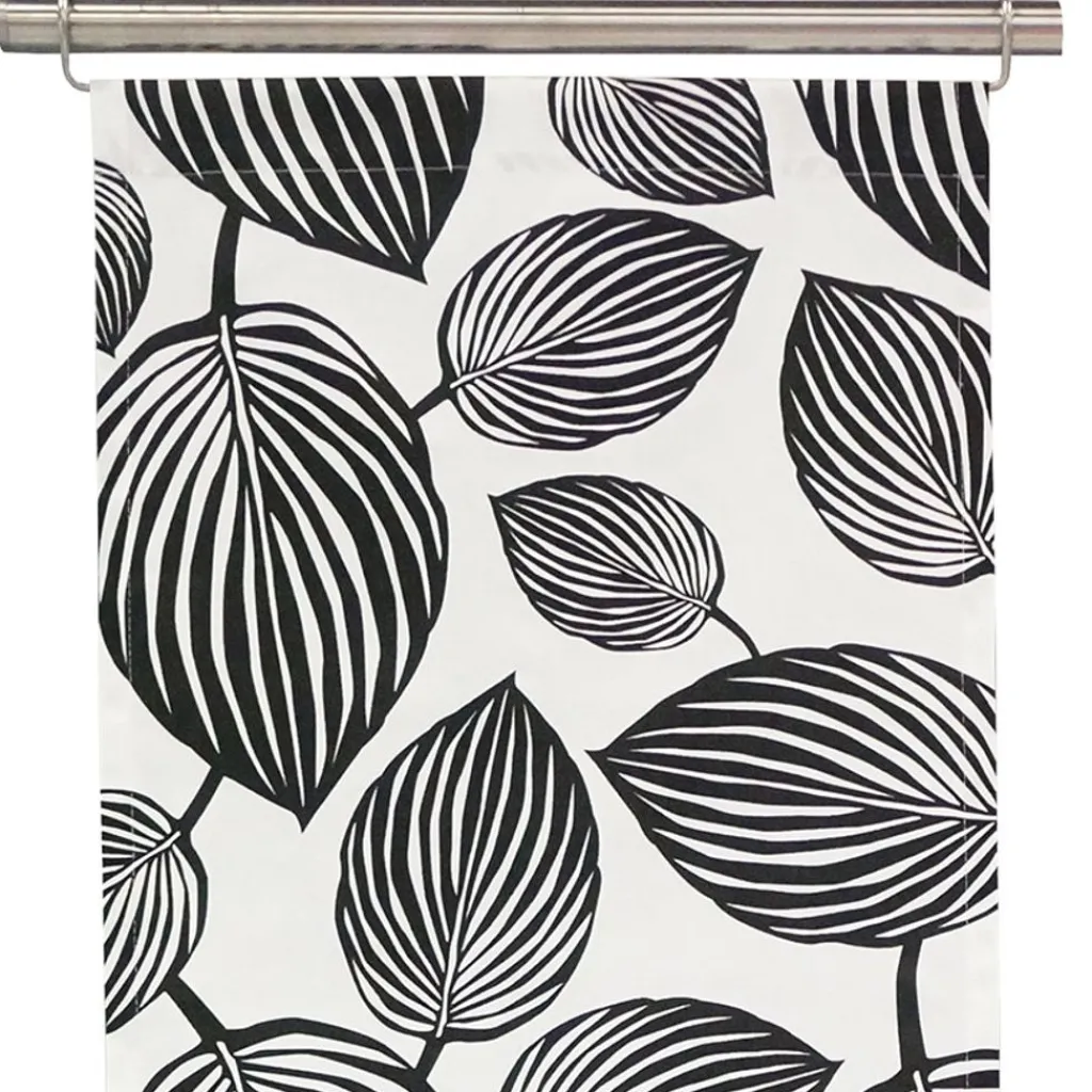 Arvidssons textil Panelgardiner|Lyckans blad vit-svart panelgardiner