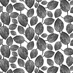 Arvidssons textil Gardintyger Mönstrade|Arvidssons Textil|Lyckans blad vit-svart tyg