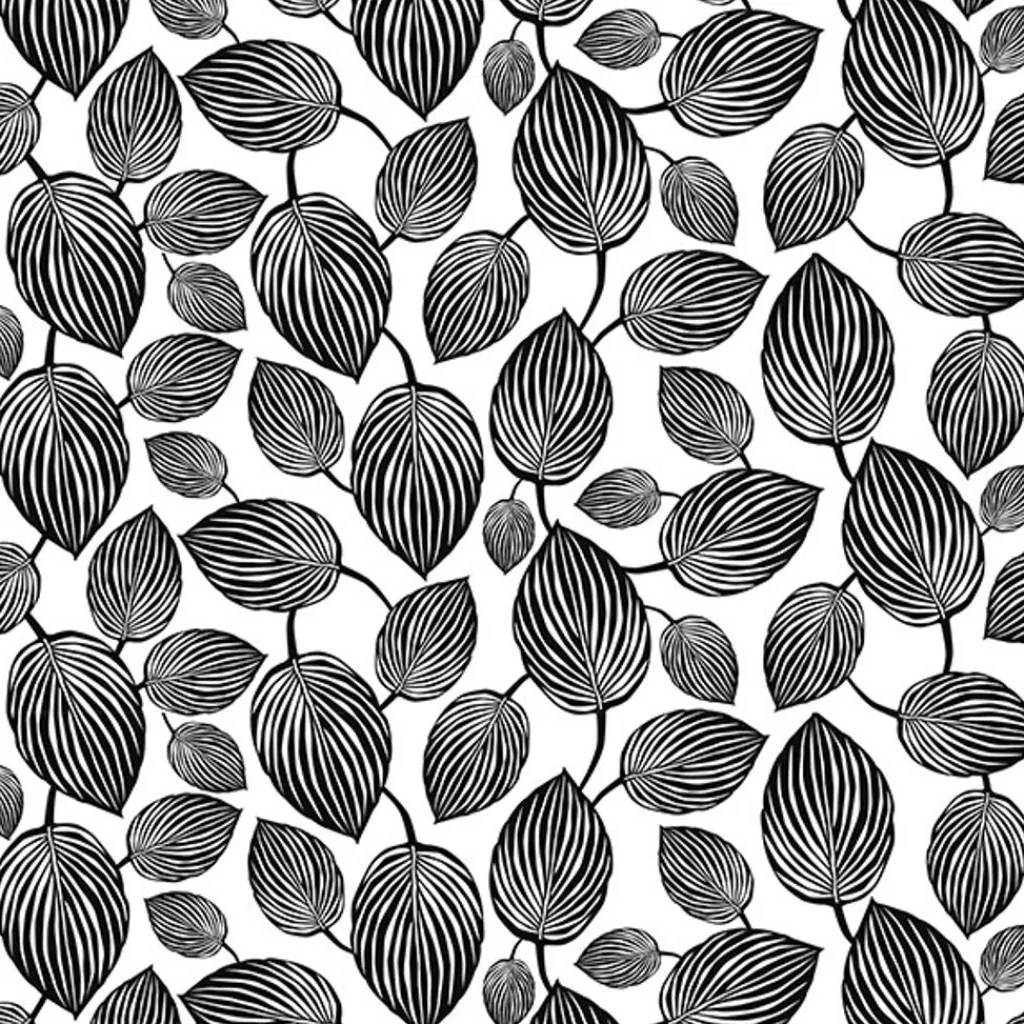 Arvidssons textil Gardintyger Mönstrade|Arvidssons Textil|Lyckans blad vit-svart tyg