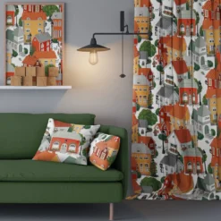 Arvidssons textil Gardintyger Mönstrade|Arvidssons Textil|Lyckeby blommar röd-gul tyg