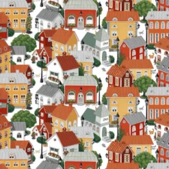 Arvidssons textil Gardintyger Mönstrade|Arvidssons Textil|Lyckeby blommar röd-gul tyg