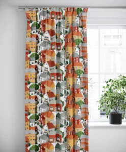 Arvidssons textil Gardintyger Mönstrade|Arvidssons Textil|Lyckeby blommar röd-gul tyg