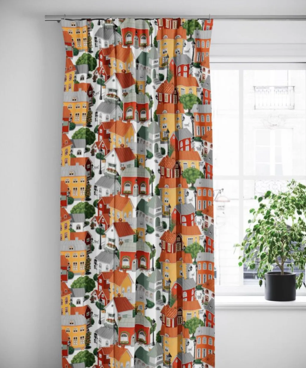 Arvidssons textil Gardintyger Mönstrade|Arvidssons Textil|Lyckeby blommar röd-gul tyg