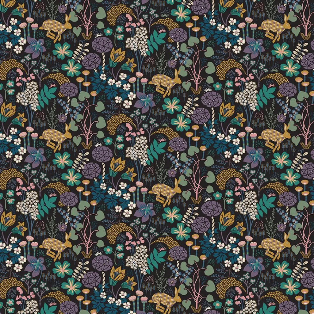 Arvidssons textil Gardintyger Mönstrade|Arvidssons Textil|Lyckeflykt svart tyg