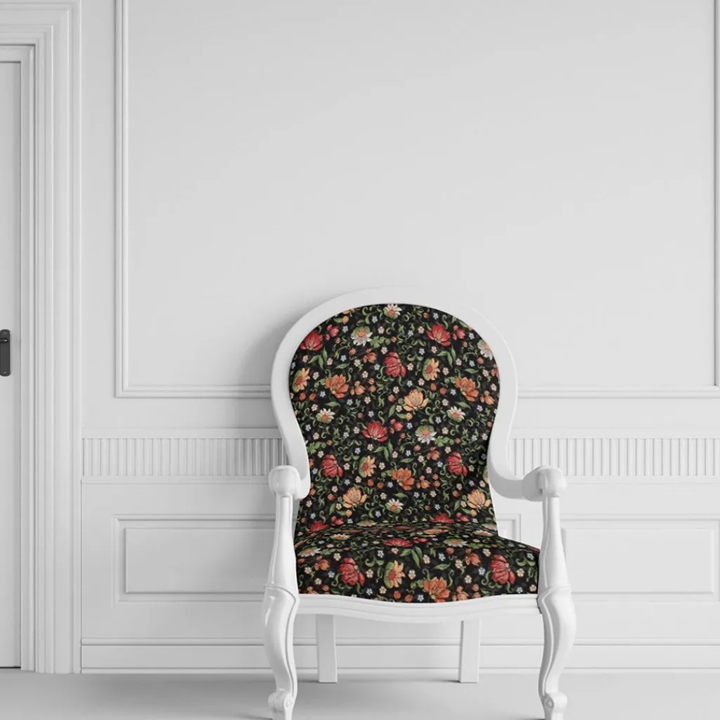 Arvidssons textil Mönstrade Möbeltyger|Maggi svart jacquard
