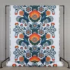 Nordisk Textil Gardintyger Mönstrade|Maxi kurbits petrol-orange tyg