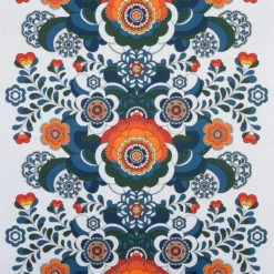 Nordisk Textil Gardintyger Mönstrade|Maxi kurbits petrol-orange tyg