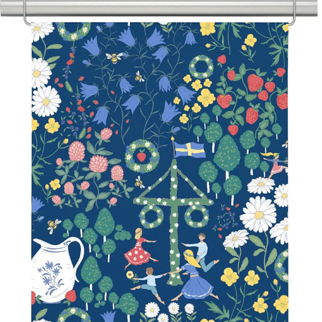 Arvidssons textil Panelgardiner|Midsommardans blå panelgardiner