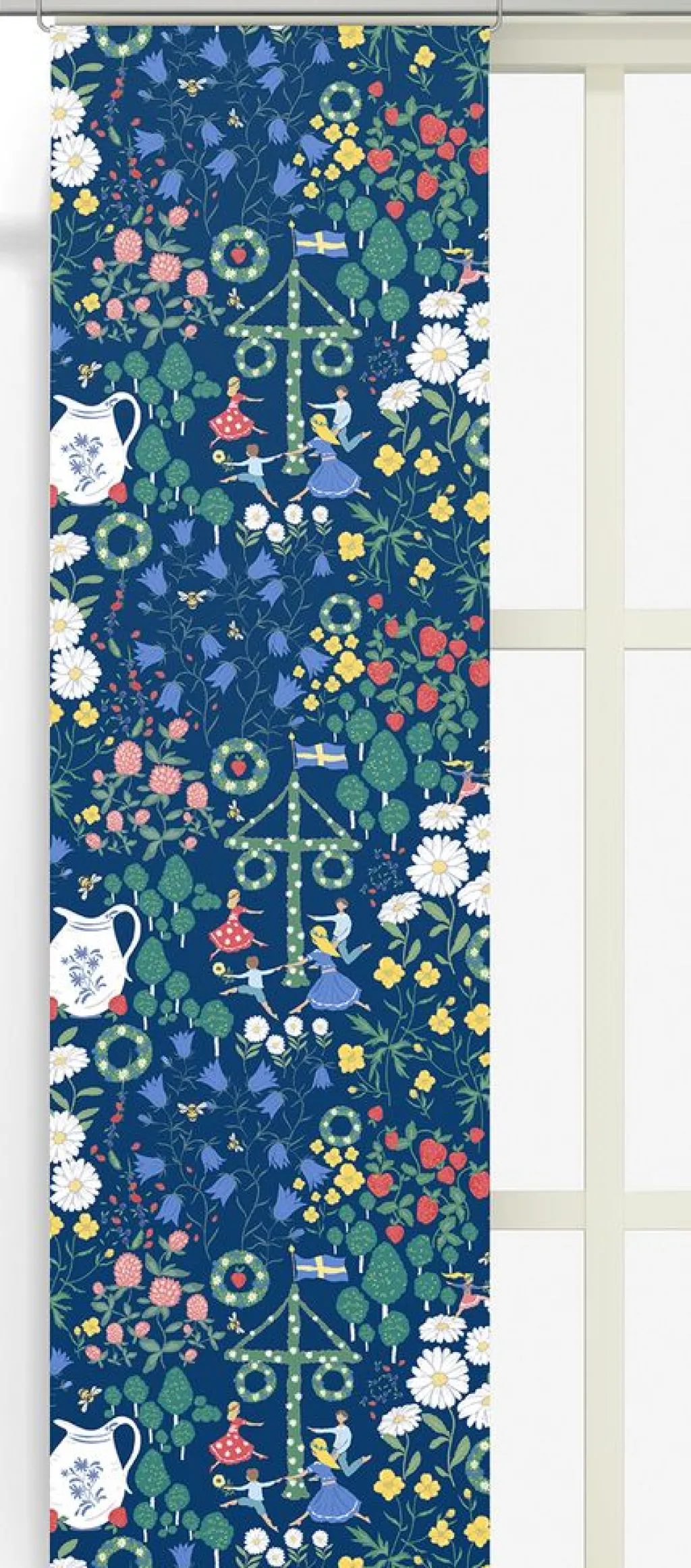 Arvidssons textil Panelgardiner|Midsommardans blå panelgardiner