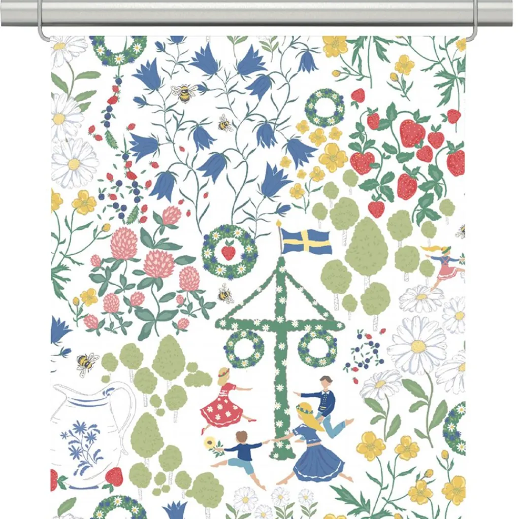 Arvidssons textil Panelgardiner|Midsommardans vit panelgardiner