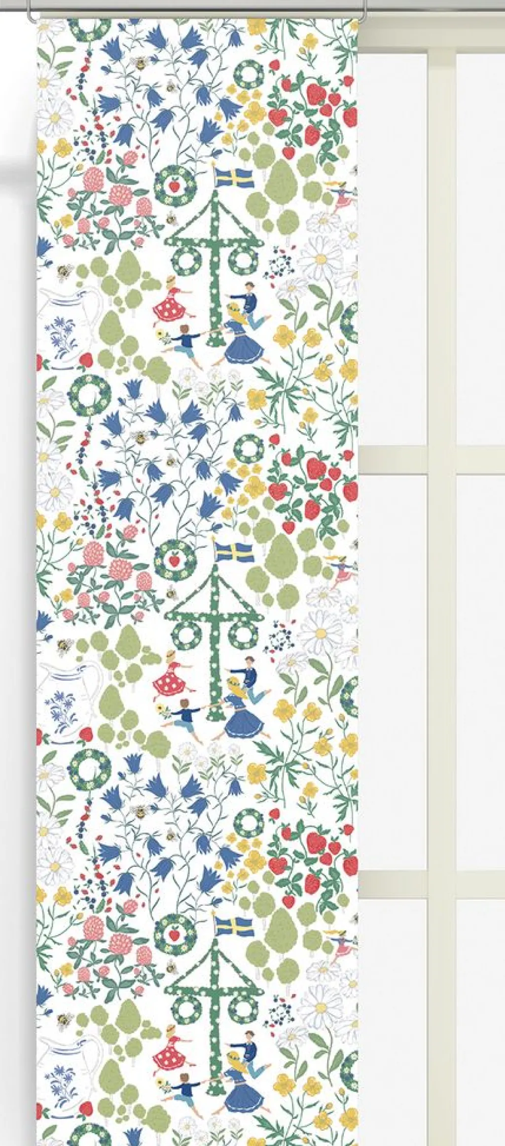 Arvidssons textil Panelgardiner|Midsommardans vit panelgardiner