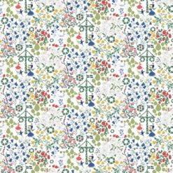 Arvidssons textil Gardintyger Mönstrade|Arvidssons Textil|Midsommardans vit tyg