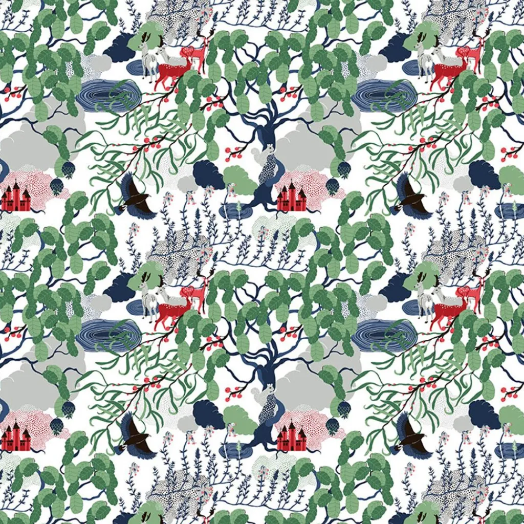 Arvidssons textil Gardintyger Mönstrade|Arvidssons Textil|Mimers brunn grön tyg