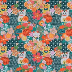 Bomullstyger|Miyuki bomullstyg med lyckokatter och blomster