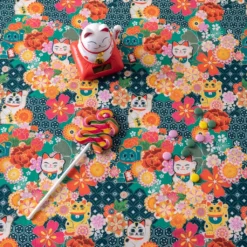 Bomullstyger|Miyuki bomullstyg med lyckokatter och blomster
