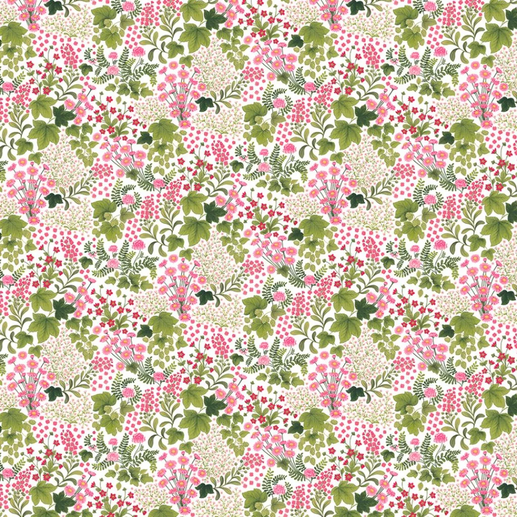 Arvidssons textil Gardintyger Mönstrade|Arvidssons Textil|Mormors Täppa tyg – Blommigt tyg med romantisk sommarkänsla