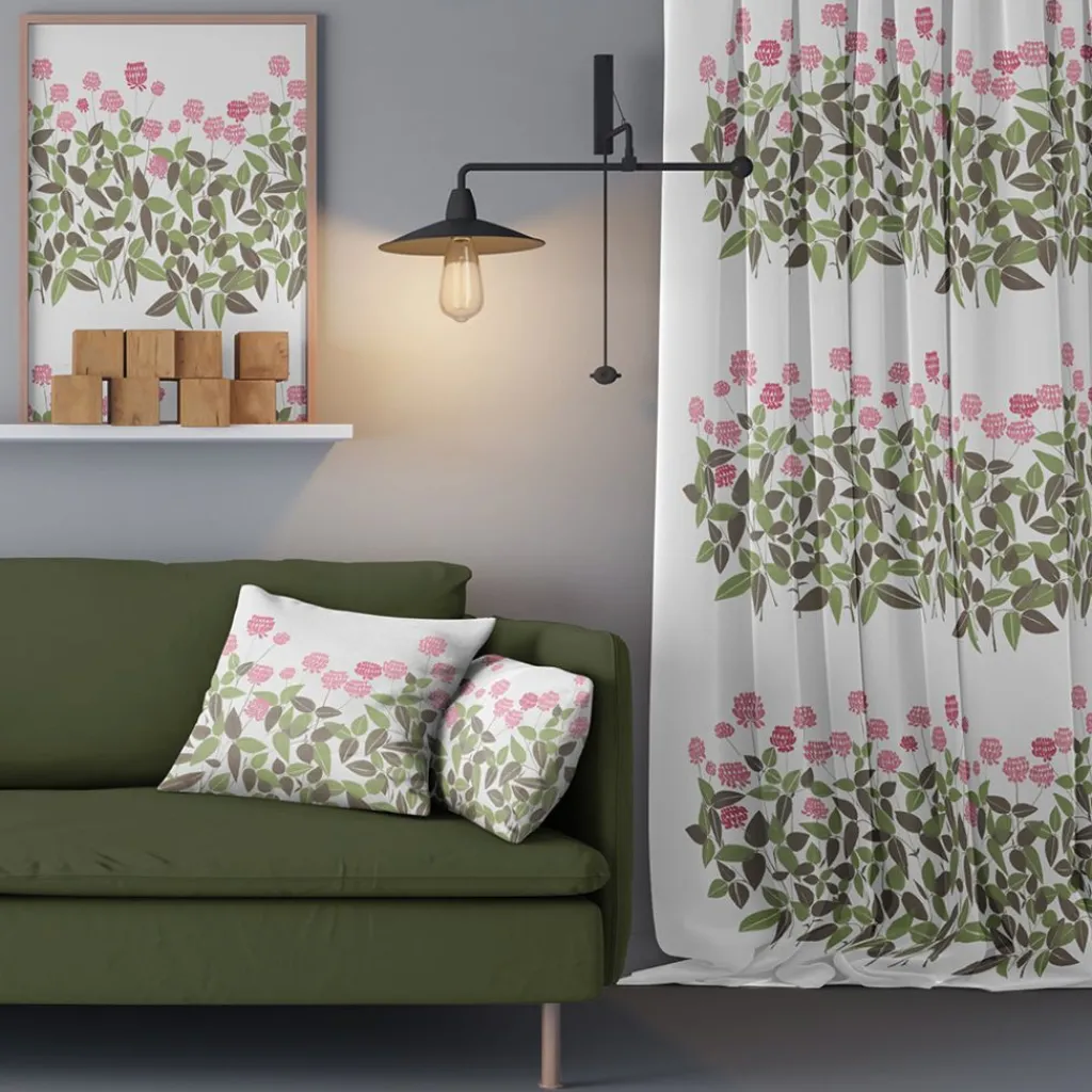 Arvidssons textil Gardintyger Mönstrade|Arvidssons Textil|Ängsmark rosa tyg