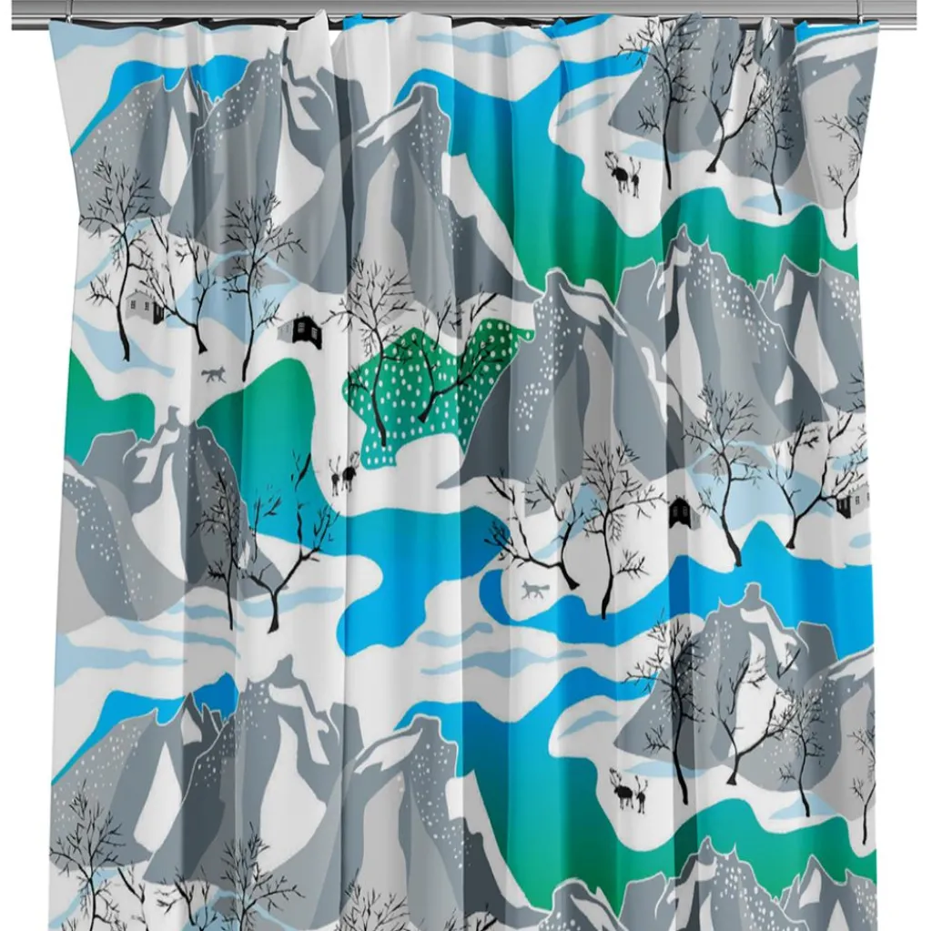 Arvidssons textil Gardiner Mönstrade|Norrland turkos gardiner