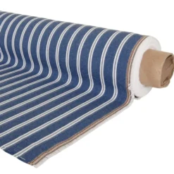 Nordisk Textil Randiga Möbeltyger|Rutor & Ränder|Norwich blått tyg med vita ränder