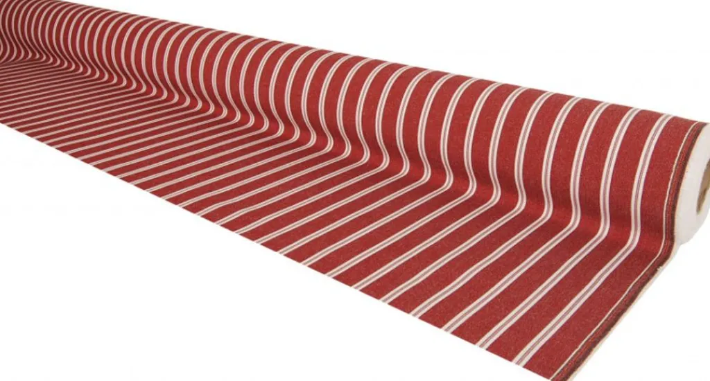 Nordisk Textil Randiga Möbeltyger|Rutor & Ränder|Norwich röd tyg med vita ränder