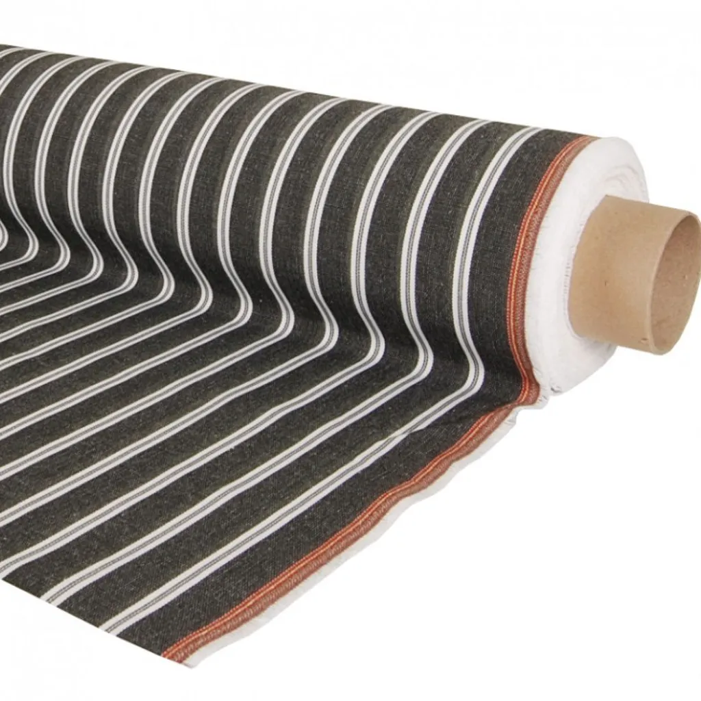 Nordisk Textil Randiga Möbeltyger|Rutor & Ränder|Norwich svart tyg med vita ränder