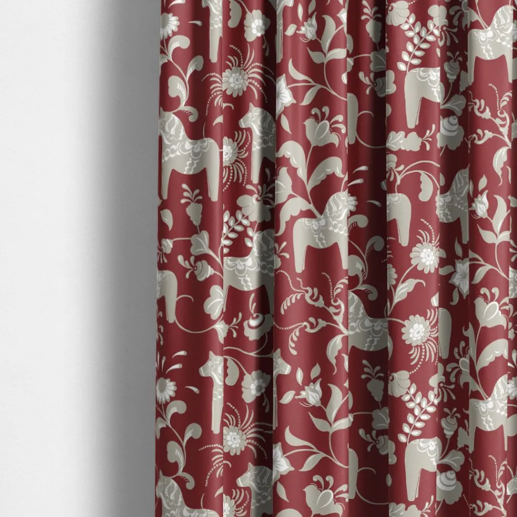 Arvidssons textil Gardintyger Mönstrade|Arvidssons Textil|Nusnäs röd tyg