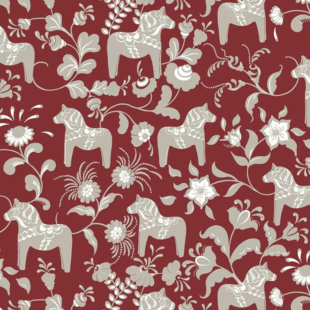 Arvidssons textil Gardintyger Mönstrade|Arvidssons Textil|Nusnäs röd tyg