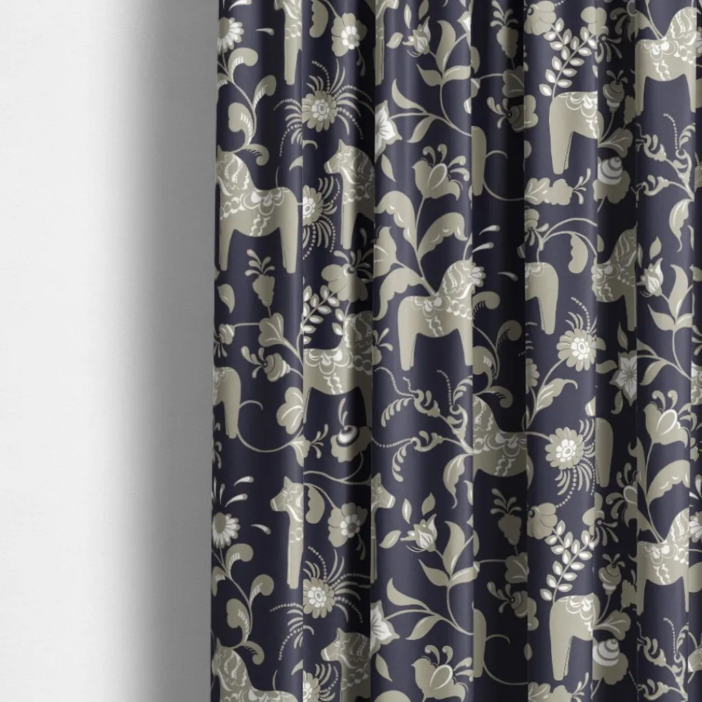 Arvidssons textil Gardintyger Mönstrade|Arvidssons Textil|Nusnäs svart tyg