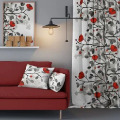 Arvidssons textil Gardiner Mönstrade|Ofelia röd gardiner