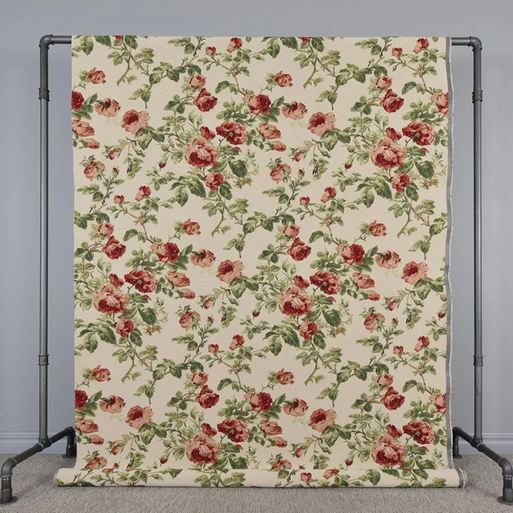 Arvidssons textil Blommiga Möbeltyger|Mönstrade Möbeltyger|Orlenas beige möbeltyg