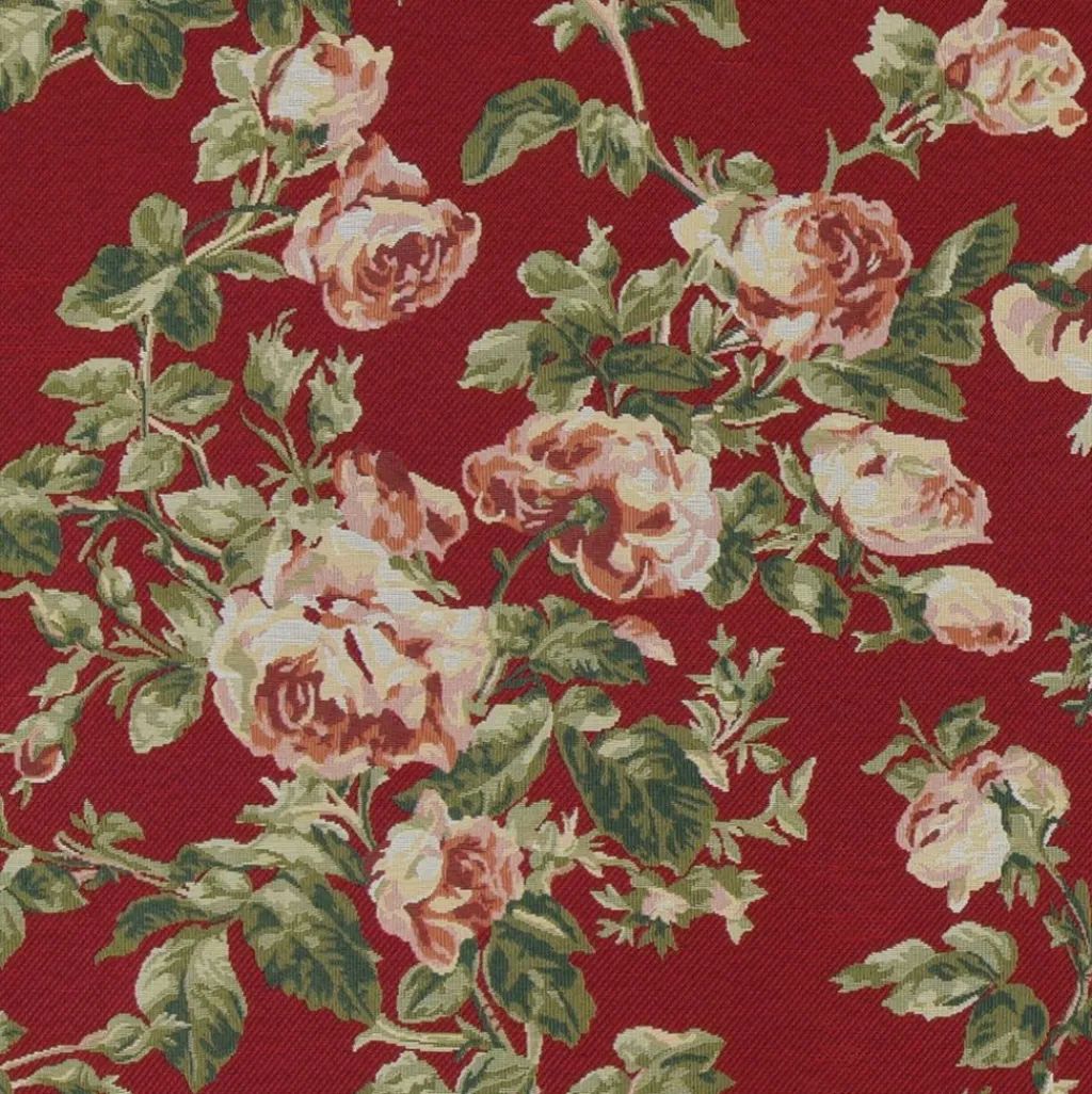 Arvidssons textil Blommiga Möbeltyger|Mönstrade Möbeltyger|Orlenas röd möbeltyg