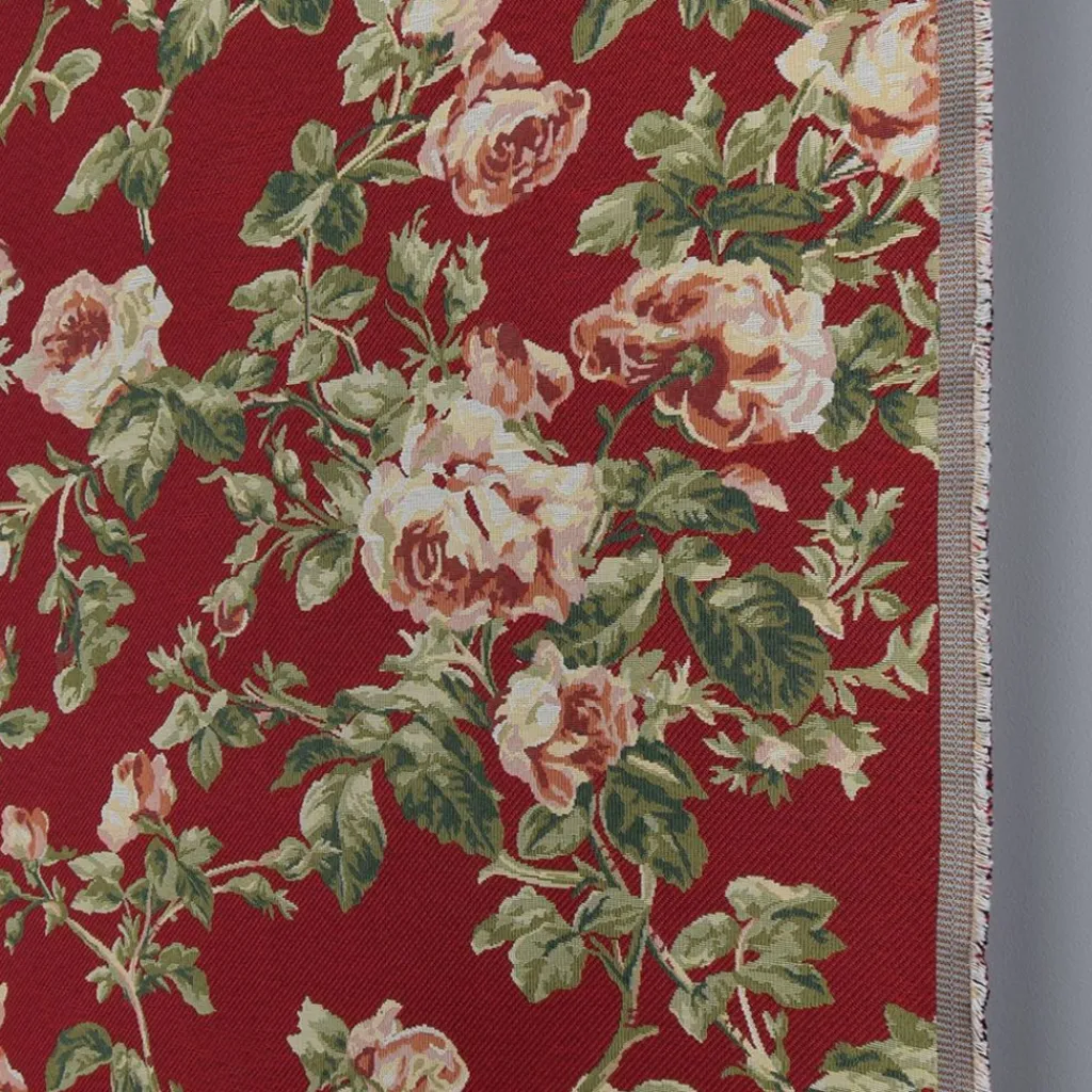 Arvidssons textil Blommiga Möbeltyger|Mönstrade Möbeltyger|Orlenas röd möbeltyg