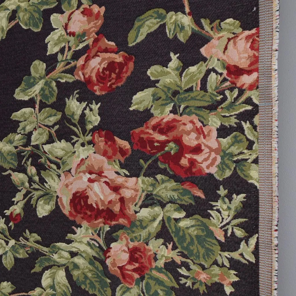 Arvidssons textil Blommiga Möbeltyger|Mönstrade Möbeltyger|Orlenas svart möbeltyg