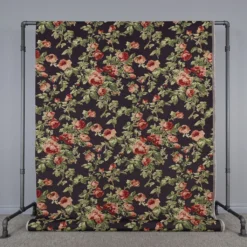 Arvidssons textil Blommiga Möbeltyger|Mönstrade Möbeltyger|Orlenas svart möbeltyg