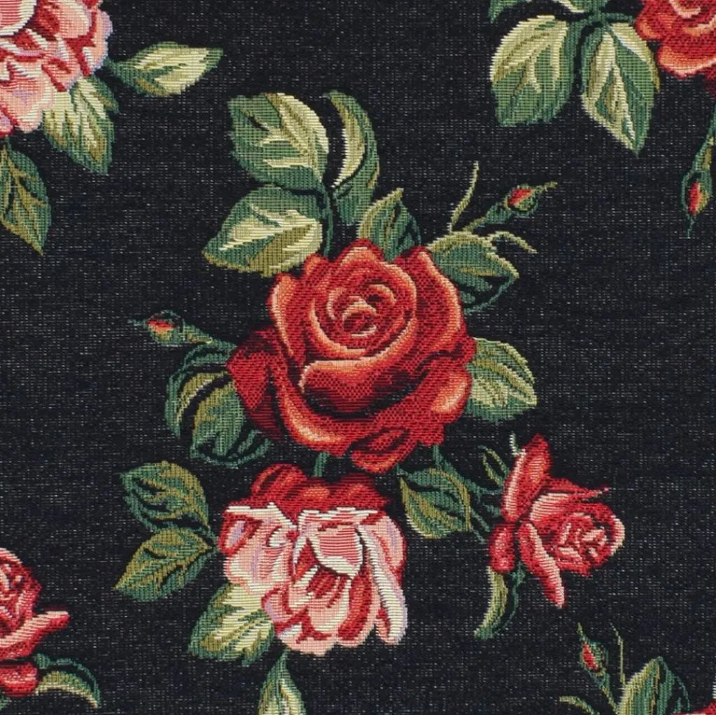 Arvidssons textil Blommiga Möbeltyger|Mönstrade Möbeltyger|Otis svart jacquard