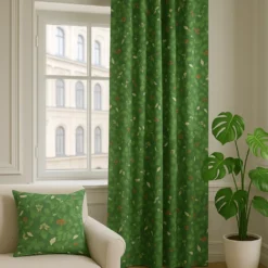 Arvidssons textil Gardiner Mönstrade|Oxel grön gardiner