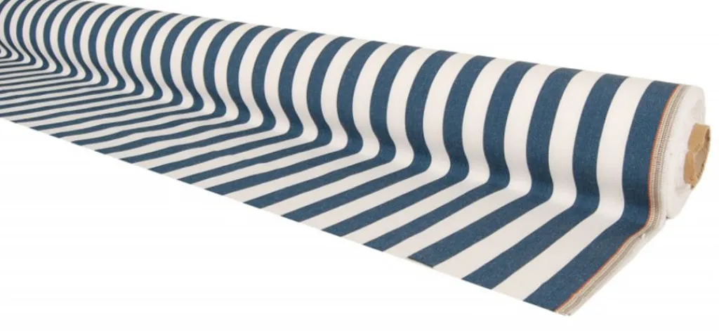 Nordisk Textil Randiga Möbeltyger|Rutor & Ränder|Oxford vit och blå blockrandigt tyg