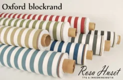 Nordisk Textil Randiga Möbeltyger|Oxford vit och duvblå blockrandigt tyg