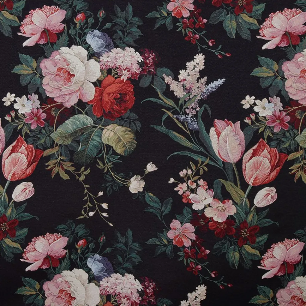 Blommiga Möbeltyger|Mönstrade Möbeltyger|Painted vintage bouquet möbeltyg